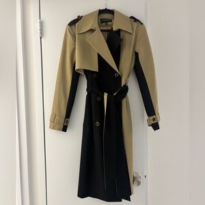 Toccin Skye Double-Breasted Colorblock Trench Coat